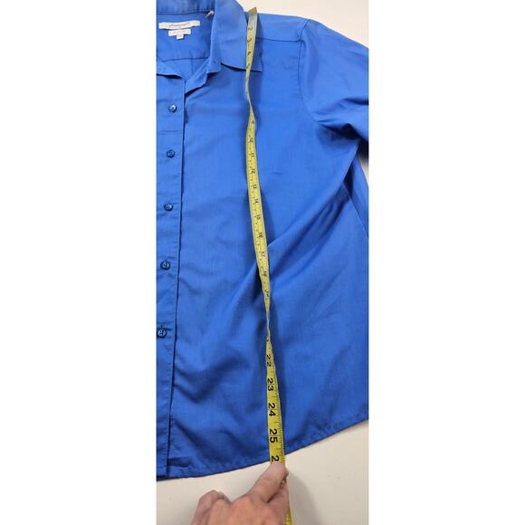 Foxcroft sz 16P 16 PETITE blue wrinkle free career casual work shirt *FLAW* - Picture 8 of 8